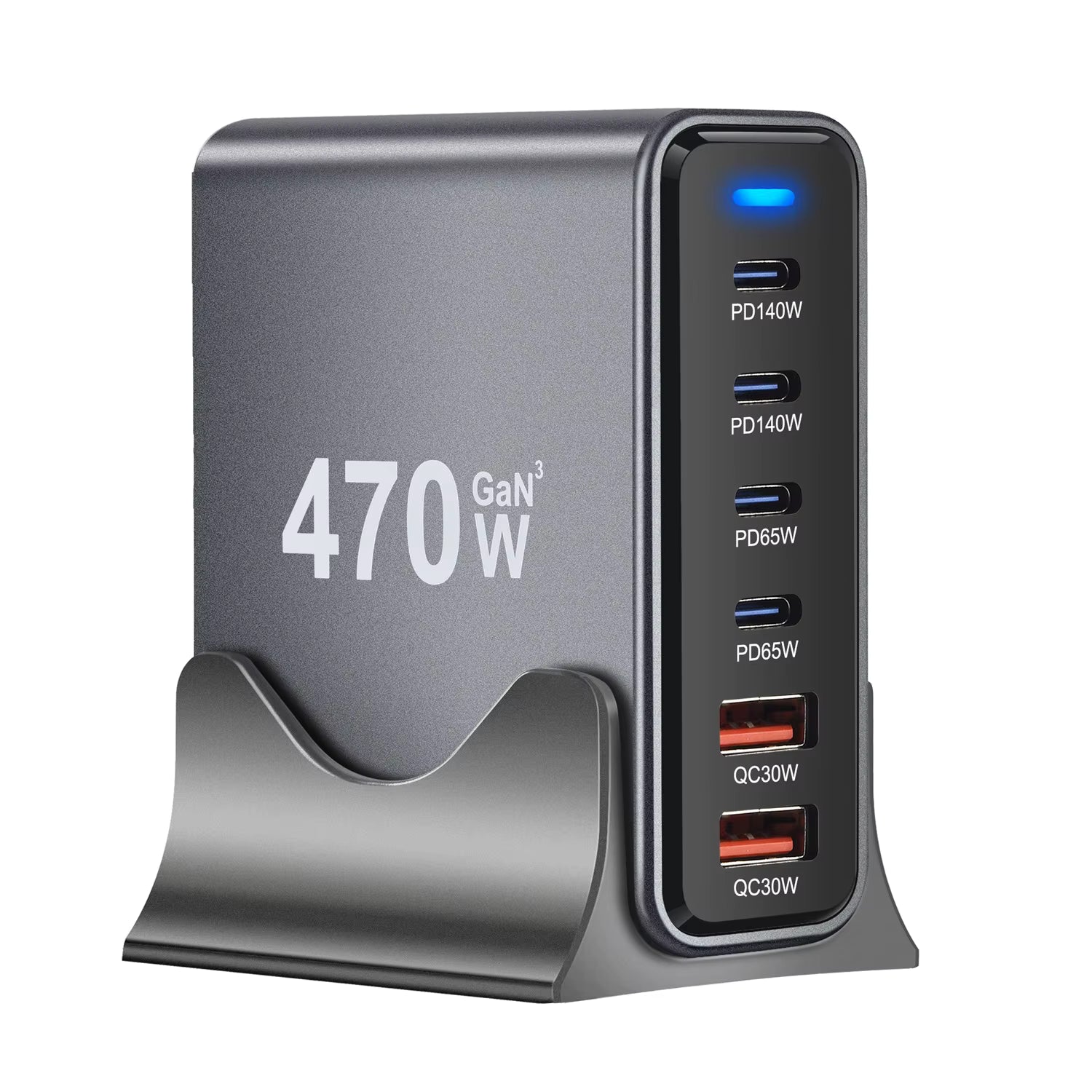 شاحن سطح المكتب GaN بقدرة 470 وات، شحن سريع 4C2A USB-C PD للهواتف والأجهزة اللوحية وأجهزة الكمبيوتر المحمولة -  20219240